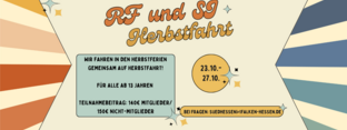 Ankündigung mit Infos zur Herbstfahrt: 23.-27.10. und festgelegter Teilnahmebetrag