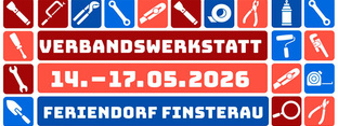 verschiedene Icons mit werkzeugen und dem titel verbandswerkstatt 14.-17.05.2026