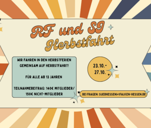 Ankündigung mit Infos zur Herbstfahrt: 23.-27.10. und festgelegter Teilnahmebetrag